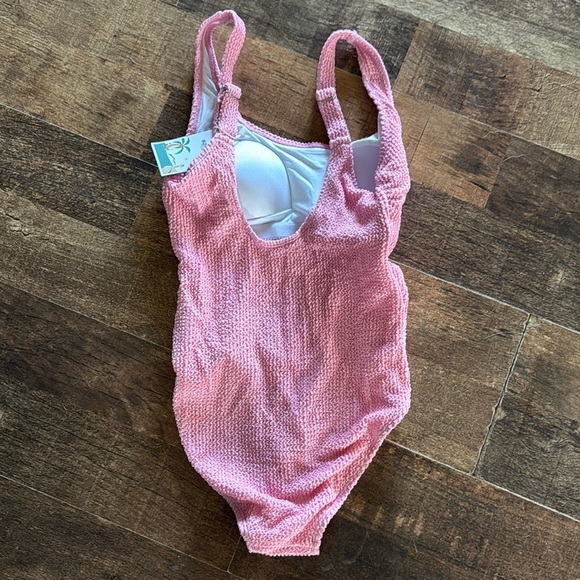 Pink Textured Women's Swimsuit - Picture 2 of 6